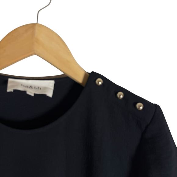 Ba&sh Oleane Short Sleeve Black A-Line Pleated Mini Dress Size 4 - Picture 9 of 16